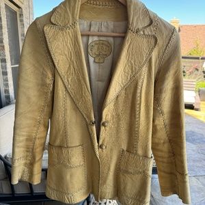 Vintage Handcrafted Hand Made Leather Jacket Blazer.